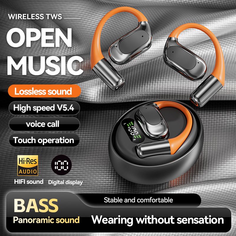 M113 Smart AI Translation Bluetooth Ear‑hook Headset, Rotatable Adjustable Open‑Ear Design Wireless Earbuds, Ultra‑Long Battery Life, Hands‑Free Call & Music Play, Suitable for Sports, Travel, Business and Daily Communciation.