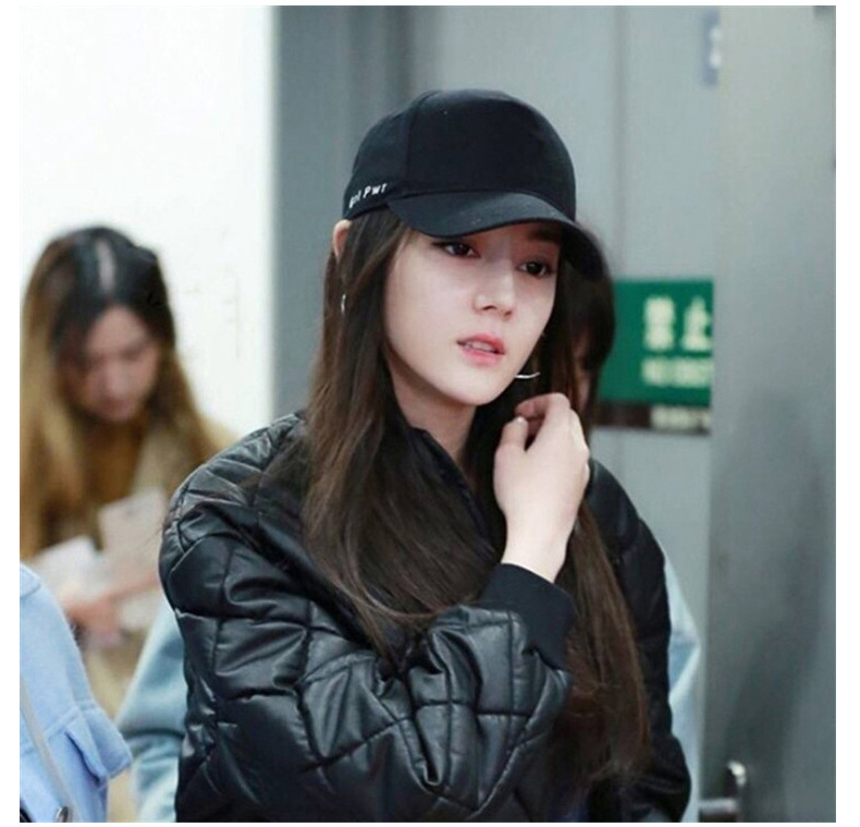 ins hat female spring and summer letters embroidered baseball cap male tide Korean version of the couple curved eaves cap washed cotton duck tongue cap