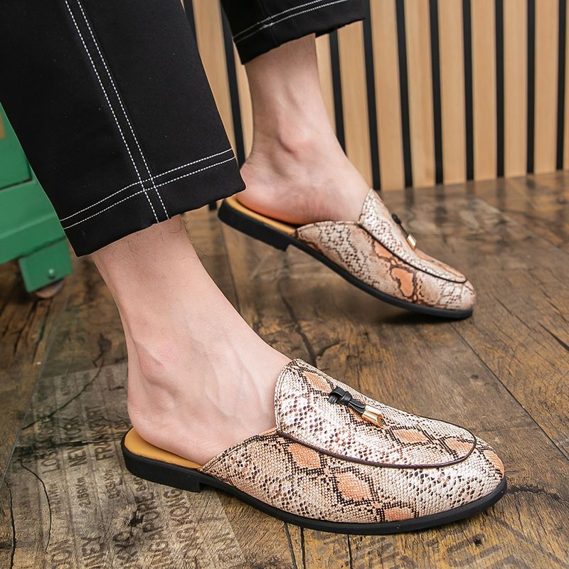 Youth Men Leisure Cool Mules Man Summer Slippers Fashion Casual Leather Loafers Flats Shoes Pu Breathable Slip On Footwears For