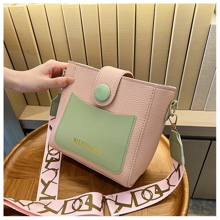 BX 8005 Women's Spring New Fashion Wide Shoulder Strap Crossbody Bag, Letter Decoration Shoulder Bag