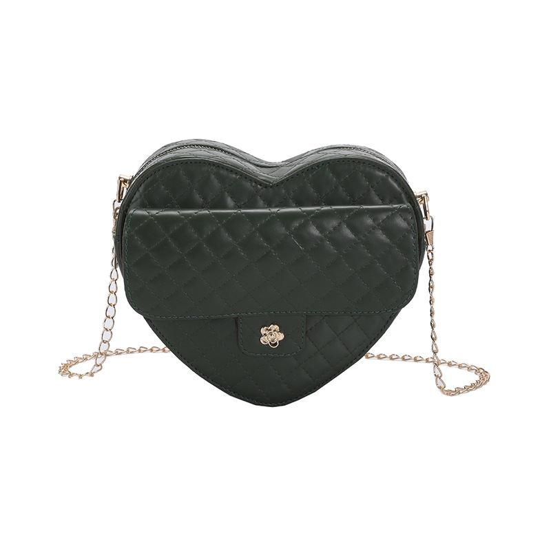 3-8655 Ladies Bag Woman 2022 Autumn New Korean Style Fashion Vintage Heart Shaped Rhombus Chain Bag Women's Shoulder Cross-body Bag