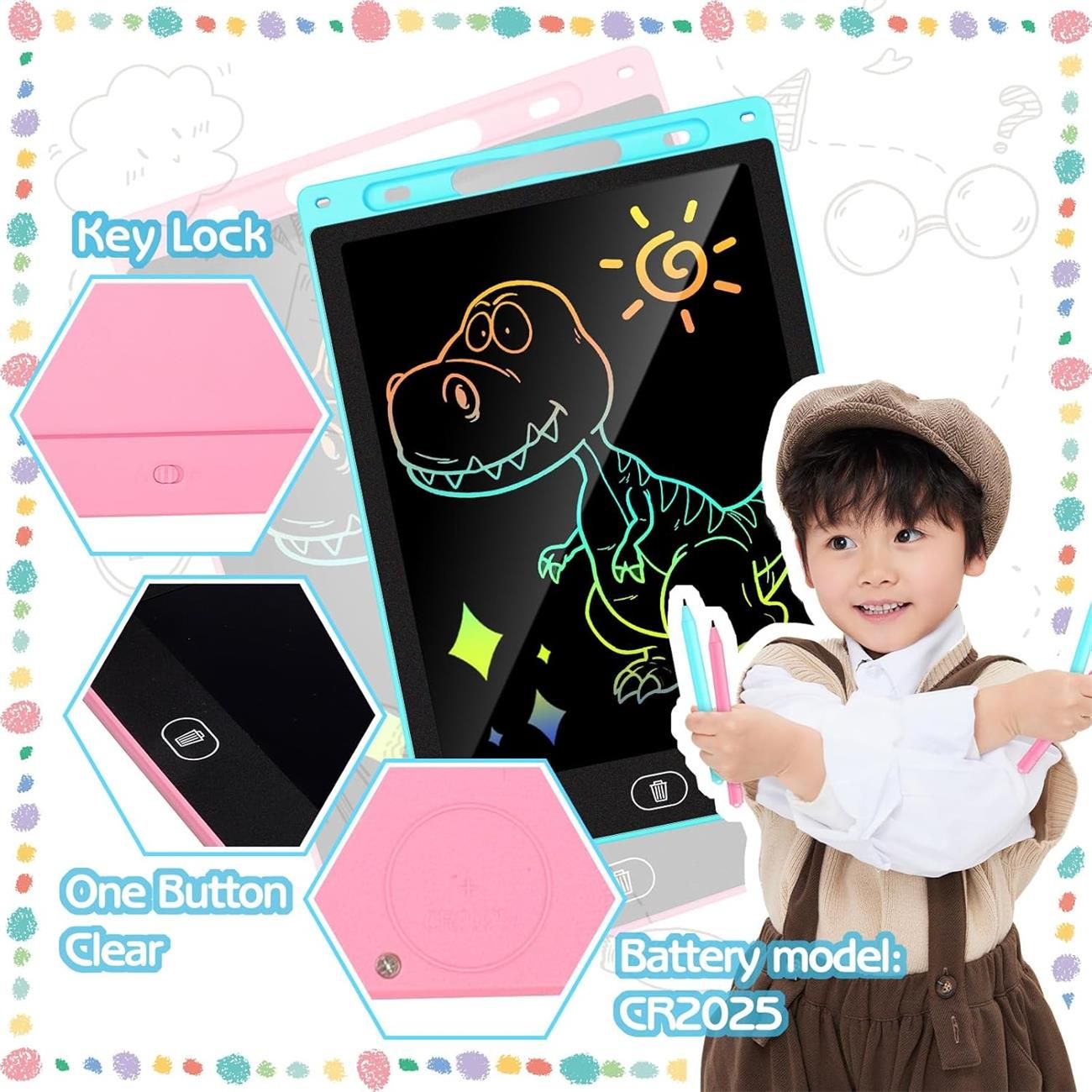LCD Writing Tablet 8.5 & 12 Inch Electronic Writing Drawing Pads Portable Doodle Board Gifts for Kids Office Memo Home Whiteboard