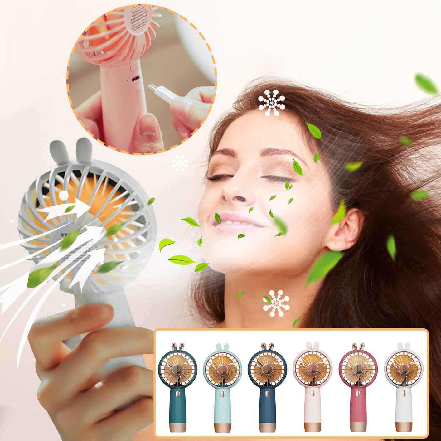 Portable mini handheld small fan usb charging fan desktop student cold fan green
