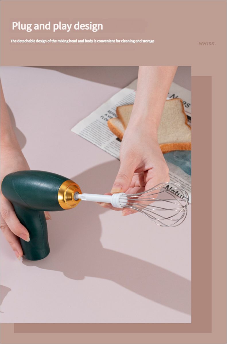 New Electric Egg Beater, Handheld Cream Whipper for Home Use, Flour Blender, Small Wireless Egg Beater