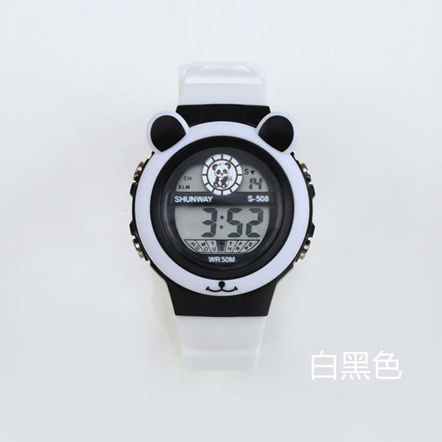 New stock panda cartoon children's electronic watch student party waterproof night light multifunctional alarm clock electronic watch