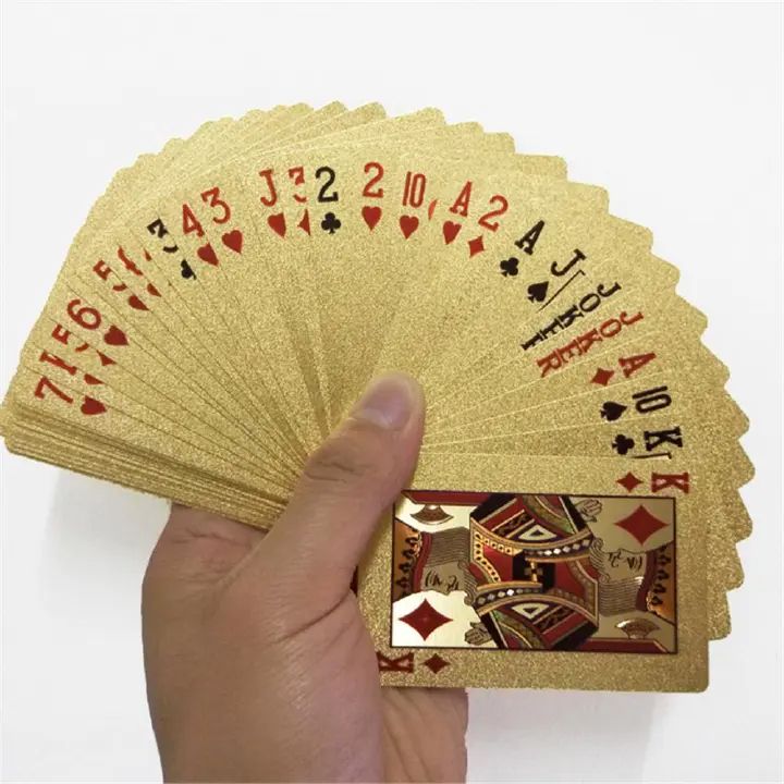 24K Gold Playing Cards Plastic Poker Game Deck Foil Pokers pack Magic Cards Durable Waterproof Card Gift for Parties and Games