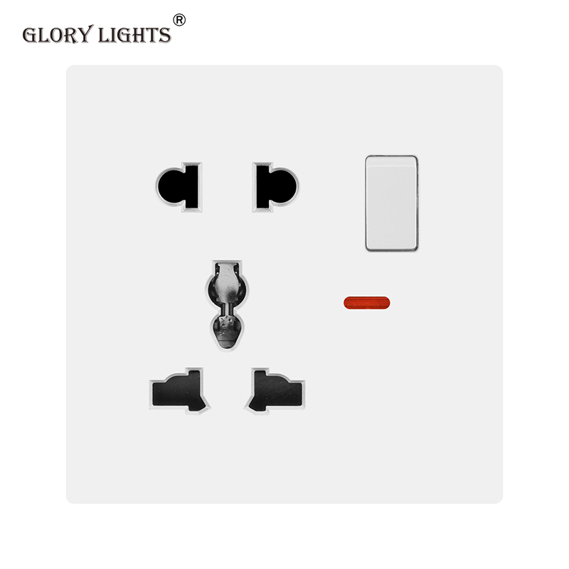 Glory Electric Socket With 2 Pins, UK 13A Power Socket Plug, Universal Wall Push Button Light Switch