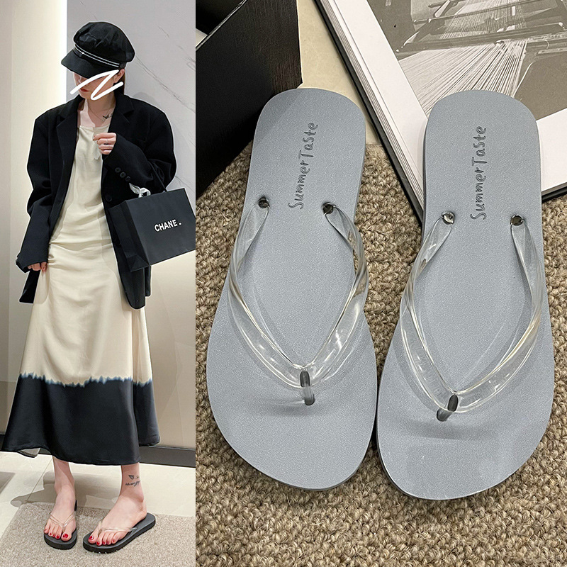 T100323 Women's Summer New Simple Flip-Flops Lightweight Non-Slip Clip-On Slippers