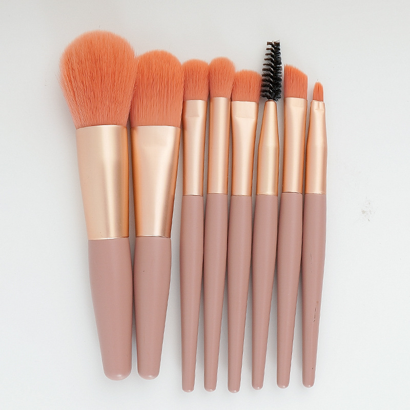 8 Mini Makeup Brushes Set Eye Shadow Brush Concealer Powder Brush Portable Soft Bristle Brush Set Beauty Toolsbrown