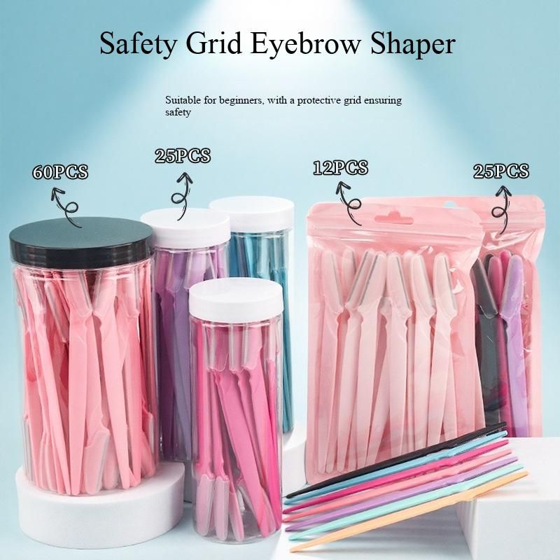 Multi-Size Eyebrow Razor with Safety Net, Anti-Scratch Beauty Trimmer, Portable Facial Hair Remover for Eyebrows & Fine Facial Hair
