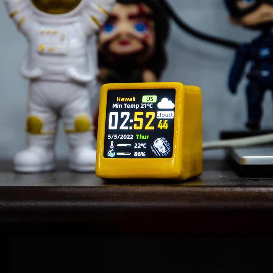 Smart WiFi Desktop Clock, Animated Weather Display Station, Portable Multifunctional Creative Ornament for Home Office