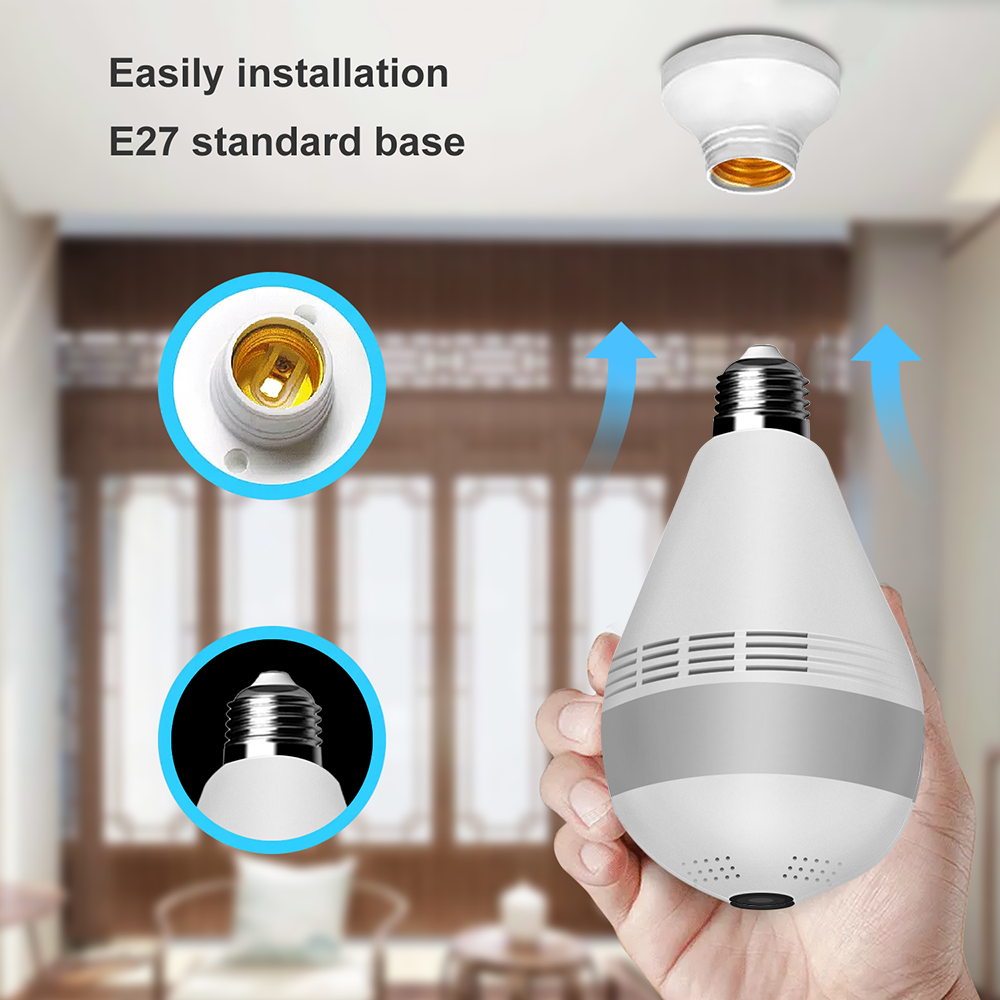 Led light bulb with wireless 360 degree 2024 ip camera