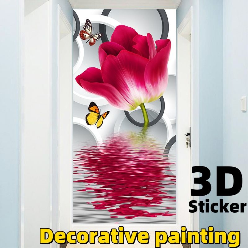 Large size 50*80cm,60*120cm Sticker 3D decorative paintings  decorative wall stickers, self-adhesive, floral wall stickers, bedroom and living room wall stickers, background wall stickers