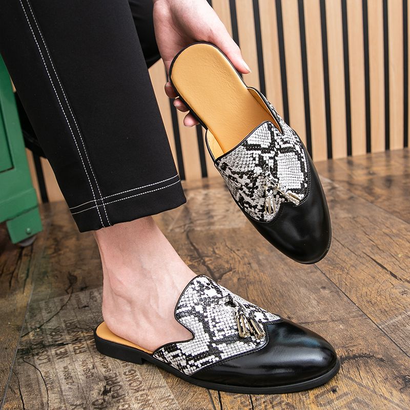Youth Men Leisure Cool Mules Man Summer Slippers Fashion Casual Leather Loafers Flats Shoes Pu Breathable Slip On Footwears For