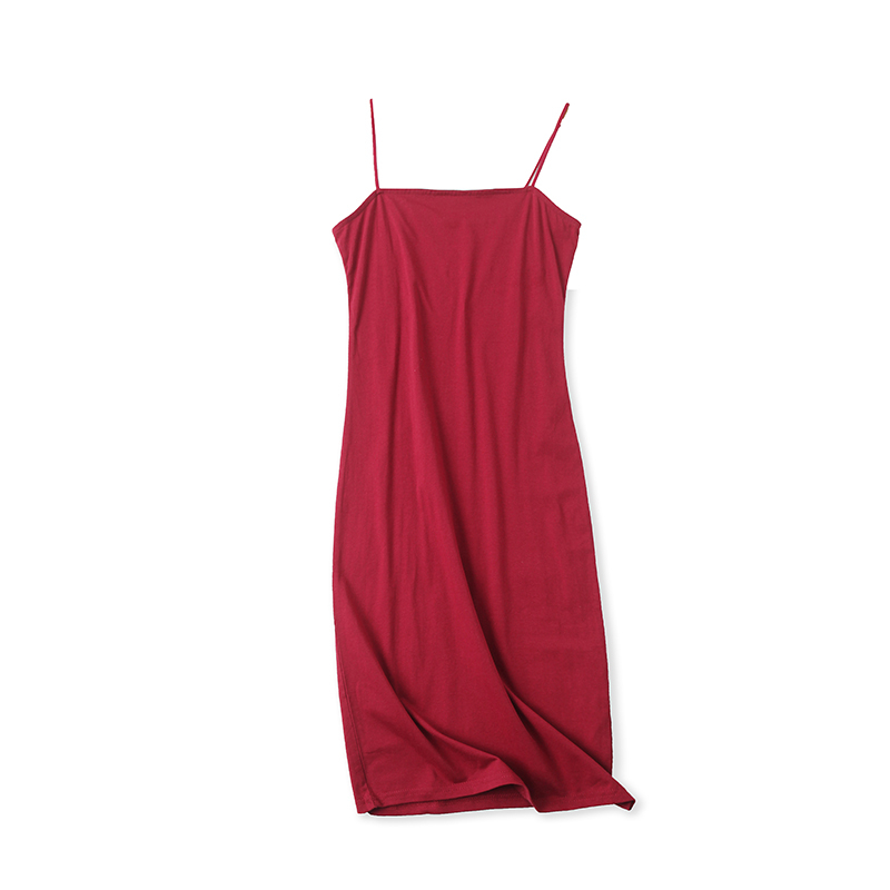 Women's all-match solid color mid-length slim pullover bodycon dressRed