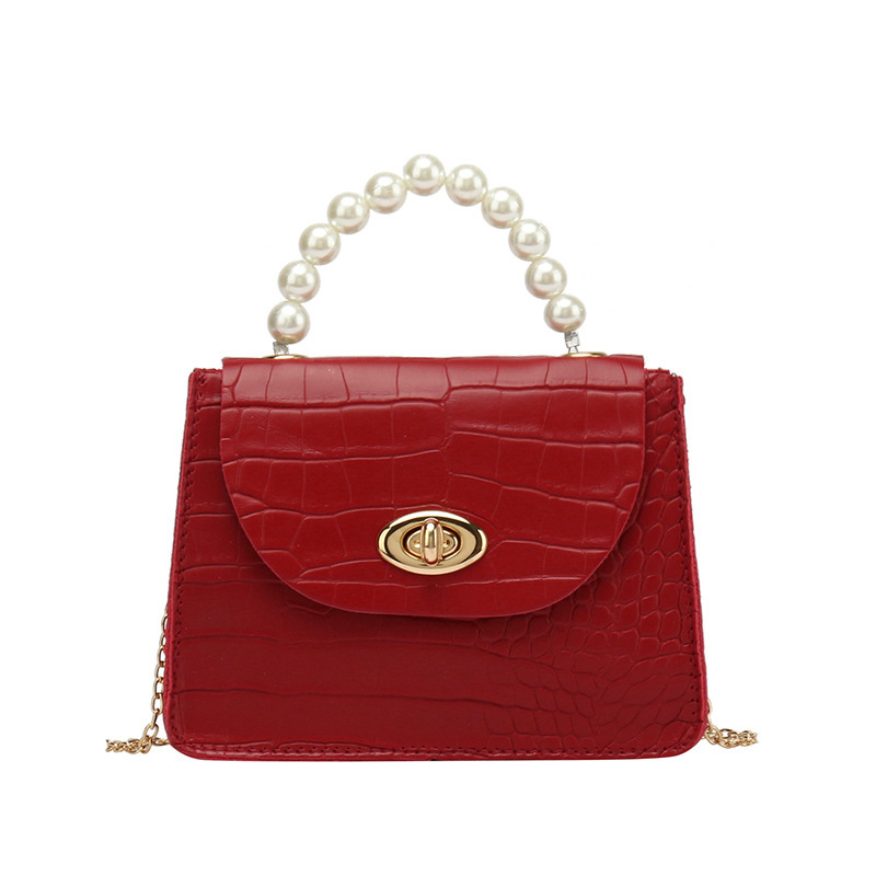 XJM013 Crocodile Pattern Small Square Bag Women Handbags Trendy Bag Pearl Handbag