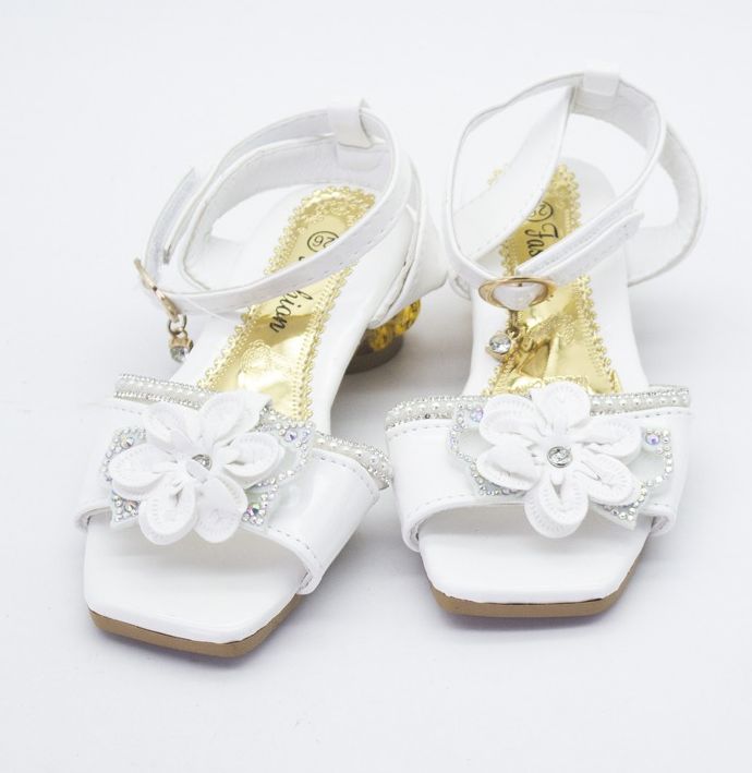 Girls fashion diamond butterfly glitter design white sandals