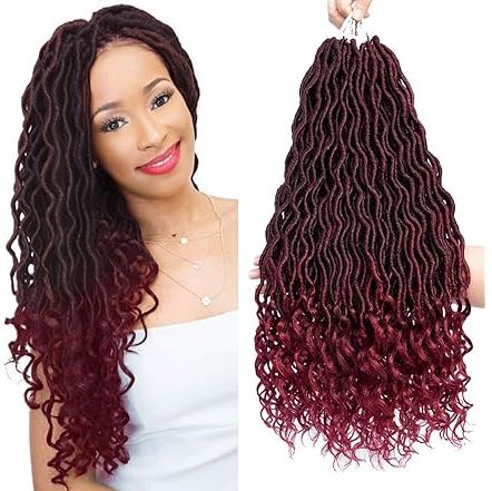 Obaasima Strands Faux Locs Crochet Hair Deep Wave Braiding Hair With Curly Ends Crochet  Locs Braids Hair Extensions (BUG#)