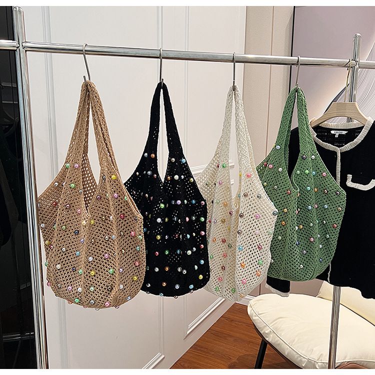 2024 new Mori soft sister fashion hollow personality small fragrant wind pearl large capacity shoulder bag 5612