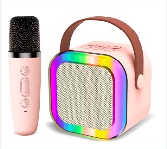 Portable Mini Karaoke k12 Speaker With Mic RGB color light- Family Wireless Outdoor Speaker