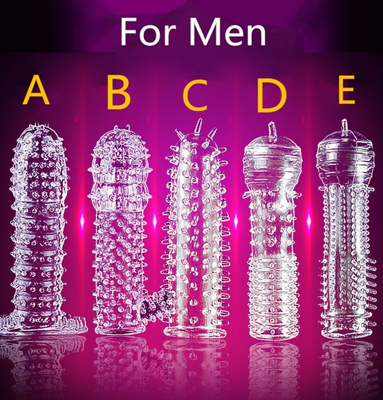   Crystal Penis Sleeve Textured Extension Reusable penis for Couple ring Adult for Men （5 models）