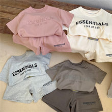 Children's sports suit 2024 summer new boys and girls short-sleeved T-shirt baby casual shorts fashionable two-piece suit