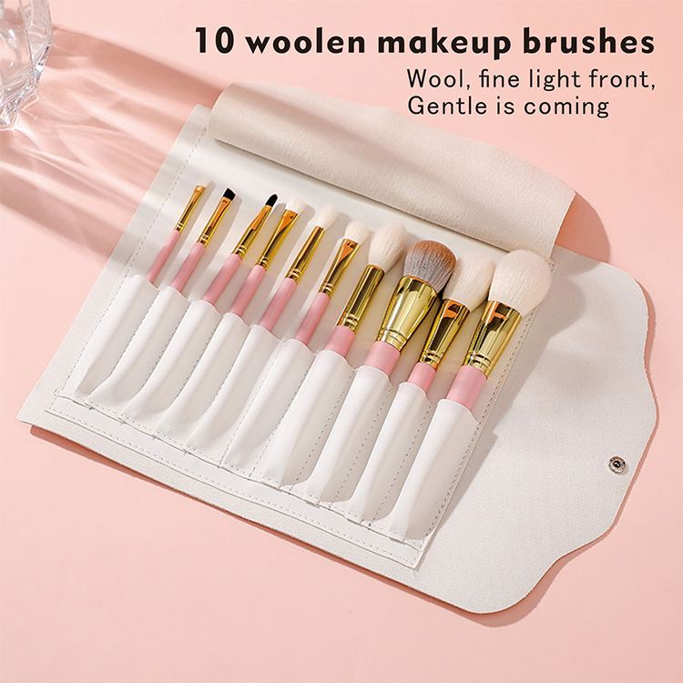 10 Animal Hair Wool Makeup Brush Set Powder, Brush, Eye Shadow, Brush, Eyebrow, Lip brush, Beauty tool.