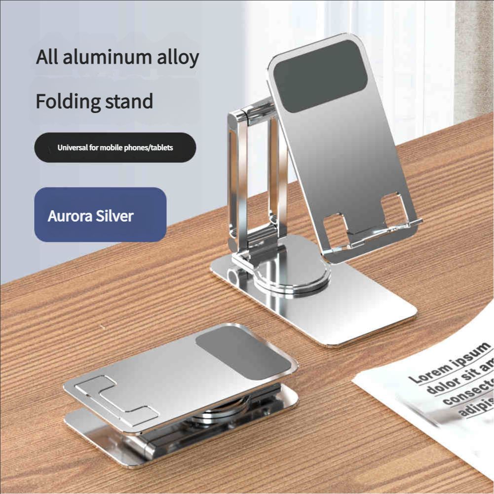 Desktop stand universal for mobile phones and tablets, suitable for Apple Huawei, all-metal 360-degree free rotation, telescopic folding, adjustable height, live broadcast and photo taking, lifting shelf