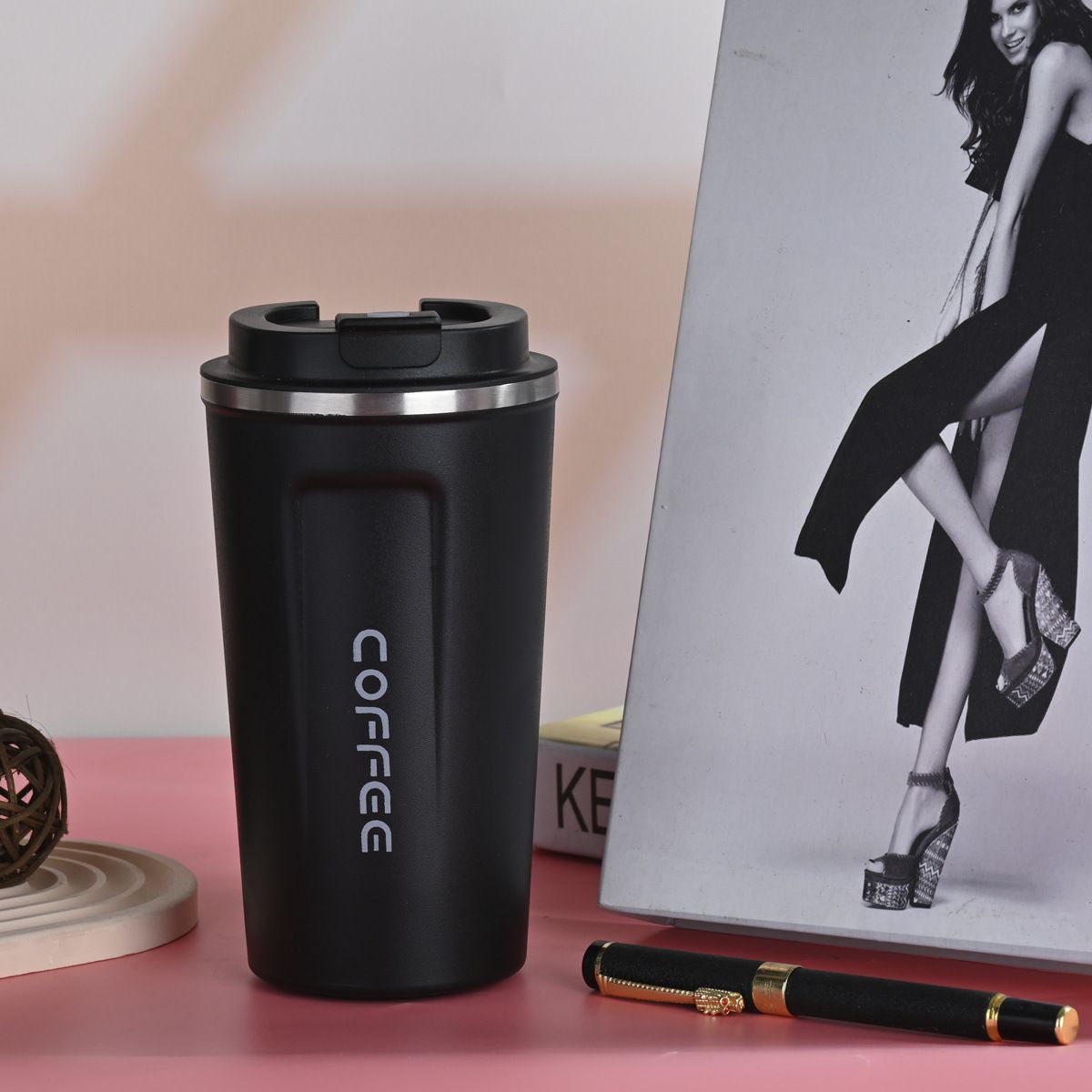 304 Stainless Steel Second-generation Coffee Cup Portable Car Carrying Thermos Cup Business Office Gift Water Cup Water Bottle