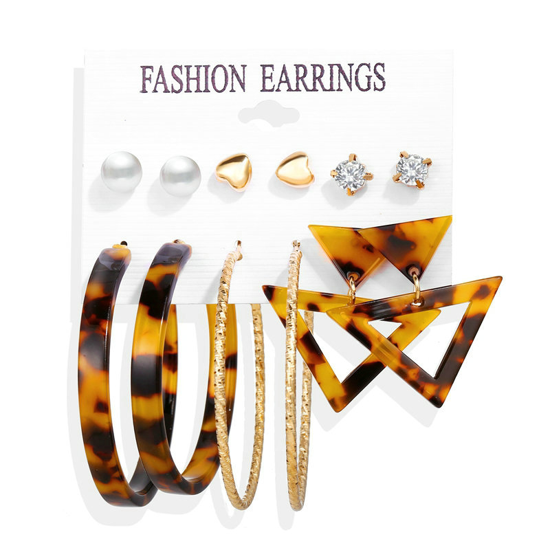 5168 6pcs Vintage Tassel Acrylic Earrings For Women Bohemian Earrings Set Big Dangle Drop Earring Brincos Female Fashion Jewelry