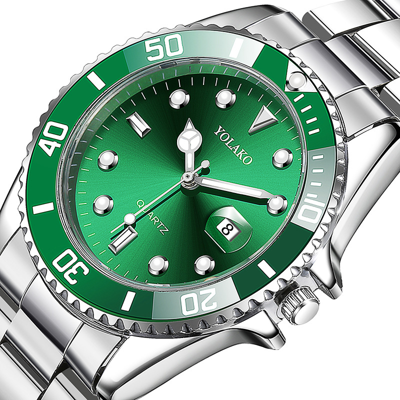 Popular Calendar Green Water Ghost Watch Men's Watch Steel Belt Quartz Watch