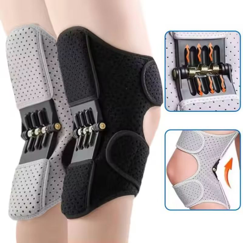 Power Knee Stabilizer Brace, Spring Loaded Knee Support for Climbing, Walking, Sports, Patella Protector with Joint Assistance for Adults
