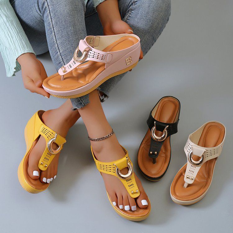 A1197 Women's New Summer Beach Wedge Slippers, Comfortable Non-Slip Slippers