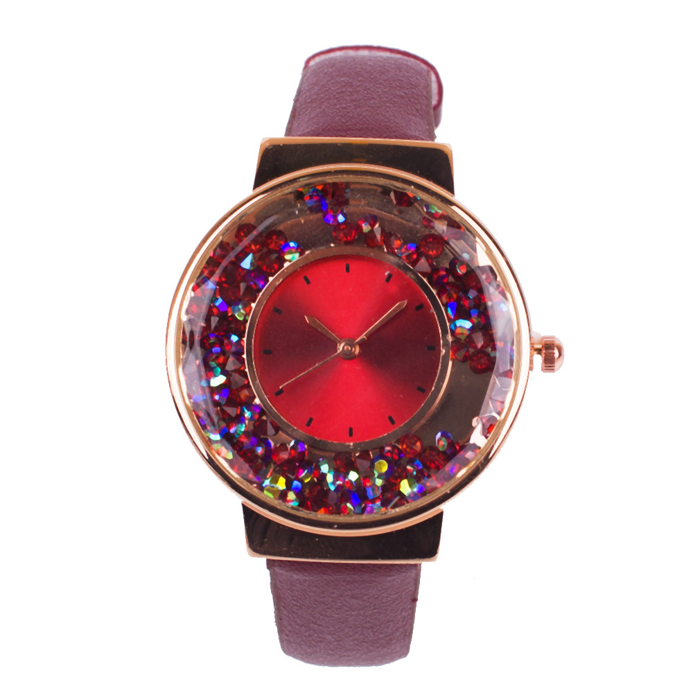 JDJ815 women's fashion watch set quicksand gemstone watch and love chain set city girl watch