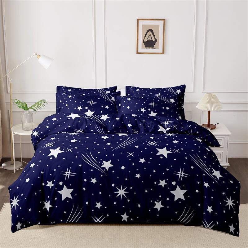 Printed Fiber Duvet Cover, Soft Breathable Quilt Cover, Single Double Size Bedding for Student Dormitory, Household and Hotel Use