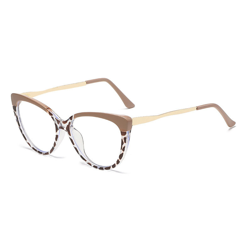 Cat's Eye Retro Eyeframe New Fashionable Personalized Flat Mirror European and American Street Photography Anti Blue Light Glasses for Women