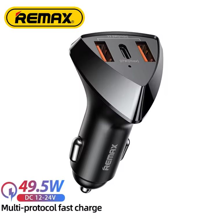 Remax Alien III Series - 49.5W Dual USB+Type-C Fast Car Charging Adapter - Exquisite Design - Model: (RCC323)