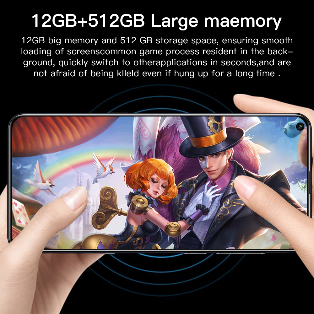 S40U Smartphone 7.2Inch Full screen 12GB RAM+512GB ROM Dual Sim Dual Standby Face Recognition Mobile Phone