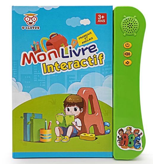 French English Spanish Arabic Talking Learning Book for Kids 2 3 4 5 6 Years Old, Learn French Interactive Audio Sound Books for Toddlers, Francais Educational Electronic Toys, Bilingual Musical Toy New French English finger-pointing reading children's smart learning toy voice calligraphy e-book