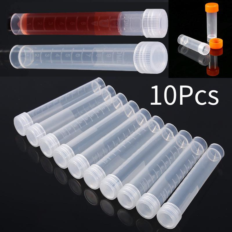 10PCS 5ml-10ml Test Tubes with Cap,Polypropylene Frozen Sample Bottle,Clear Plastic Test Tubes,With 1-10ml Calibration,Good Seal,Resistance To Low Temperature,for Schools, Scientific Research Laboratory