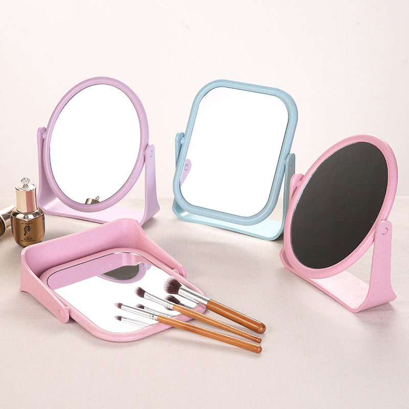 Tabletop Makeup Mirror Double Side Square Vanity Mirror Desk Mirror for Home Bathroom
