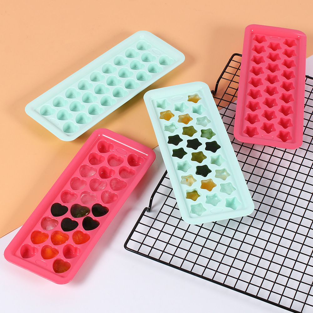 Heart Star Shaped Silicone Ice Cube Tray 26 Cavities Ice Cube Mould