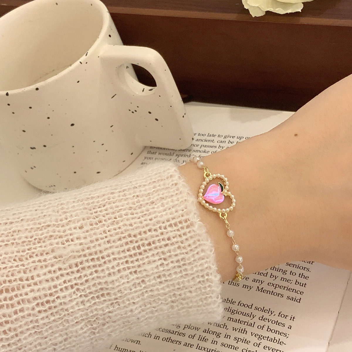 5658401 Pearl Heart Bohiam Bracelets Set Adjustable Gold Color Bracelet for Women Cute Romatic Trendy Jewelry Accessories Girls