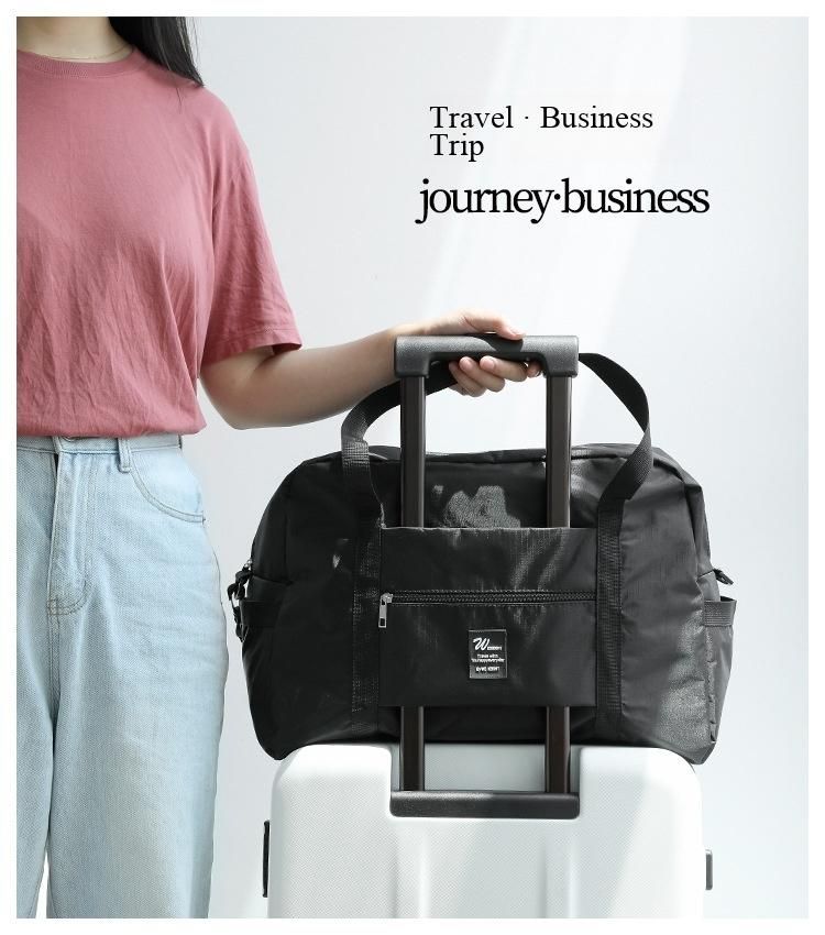 Foldable Travel Duffel Bag Large Capacity Luggage Storage Bag with Trolley Sleeve for Carry On Clothes Organizer Short Distance Trip
