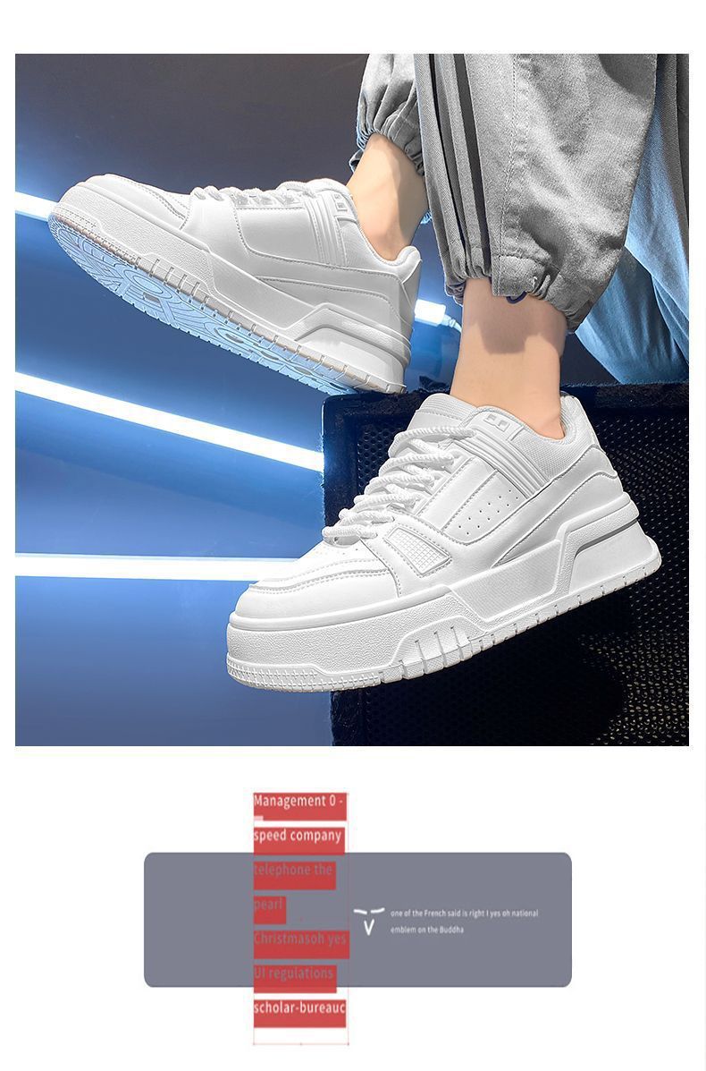 Sneaker Man Shoe Sneaker Boy Men's Shoes Spring Autumn Niche Design Versatile Casual Black Board Shoes Teenagers' Sports Thick Soled Height Increasing Bread Sneakers