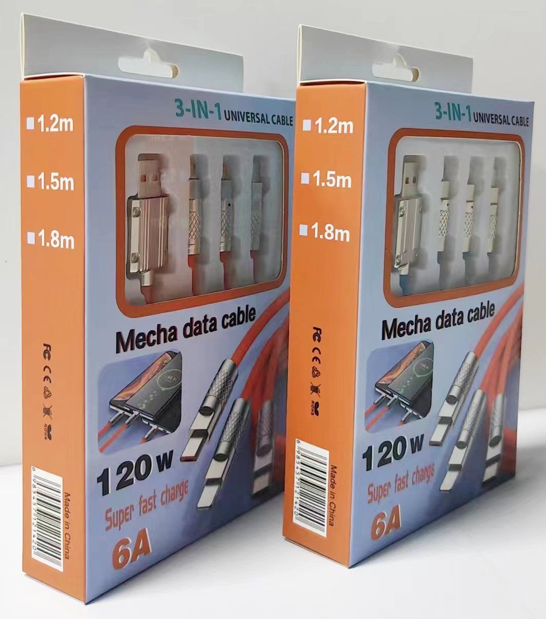 Multi Charging Cable, 3 in 1 Charger Cord, 120W USB-C Fast Charge, 4ft Multiple USB Cable Universal Charging Cord with iOS/Type-C/Micro USB, for Phones, iPad, MacBook