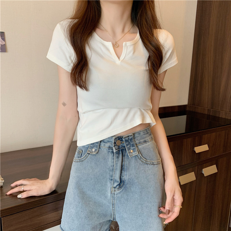 165 Women's Design Sense Slim Casual T-shirt Short Sleeves