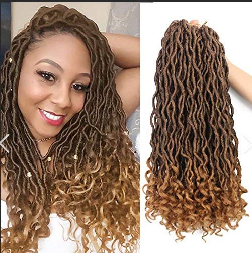 Obaasima Strands Nu Faux Locs Crochet Hair With Curly Ends, Pre-Looped Soft Locs Braiding Hair, Ombre Dark Brown Locs Crochet Hair Extensions (#30)