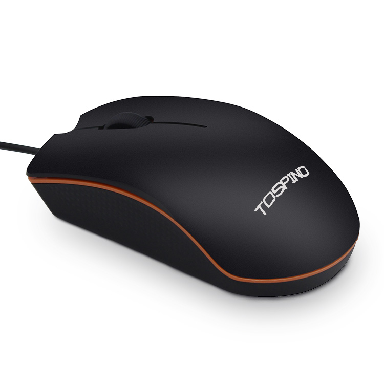 Tospino B100 Professional Optical Mouse with Wire USB Interface Black 1.2M Ergonomic Design for PC Computers