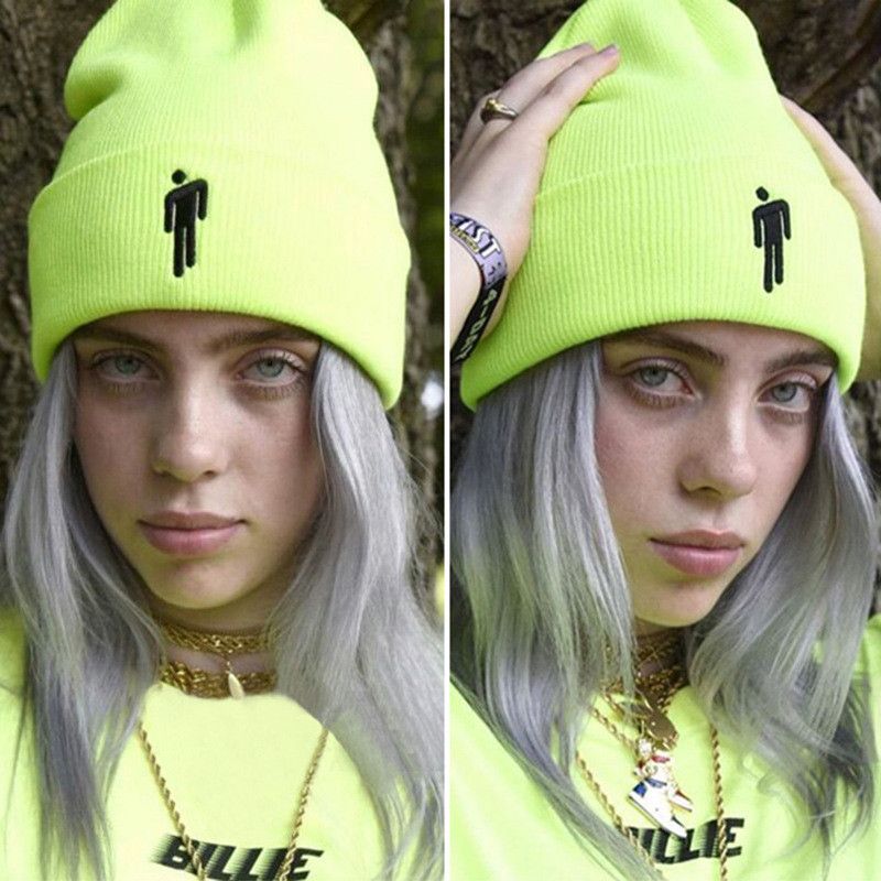 New Creative Autumn and Winter Billie Eilish Knitted Hat Pullover hip-hop Hat Woolen Hat